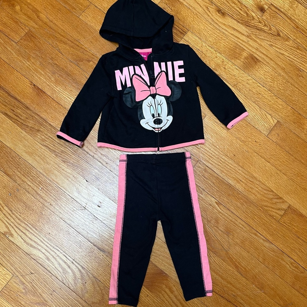 Disney Minnie Baby Girl zip-up Hoodie/Sweatshirt & Pants Set size 9-12 months